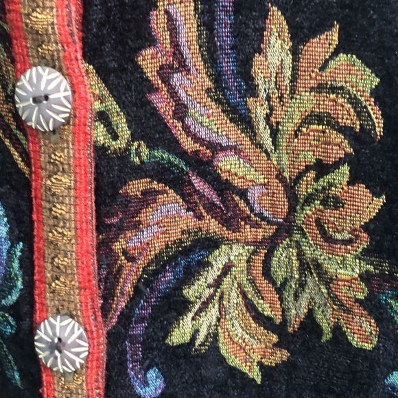 Sag Harbor Vintage Style Jacquard Pattern Collarless Jacket Coat Size 16 - Picture 6 of 14